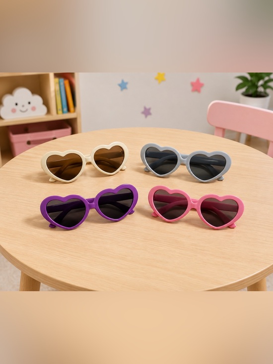 unbranded Other - Variety/Multi Pack (4) Kids Heart Shaped Sunglasses Pink Purple Beige Gray